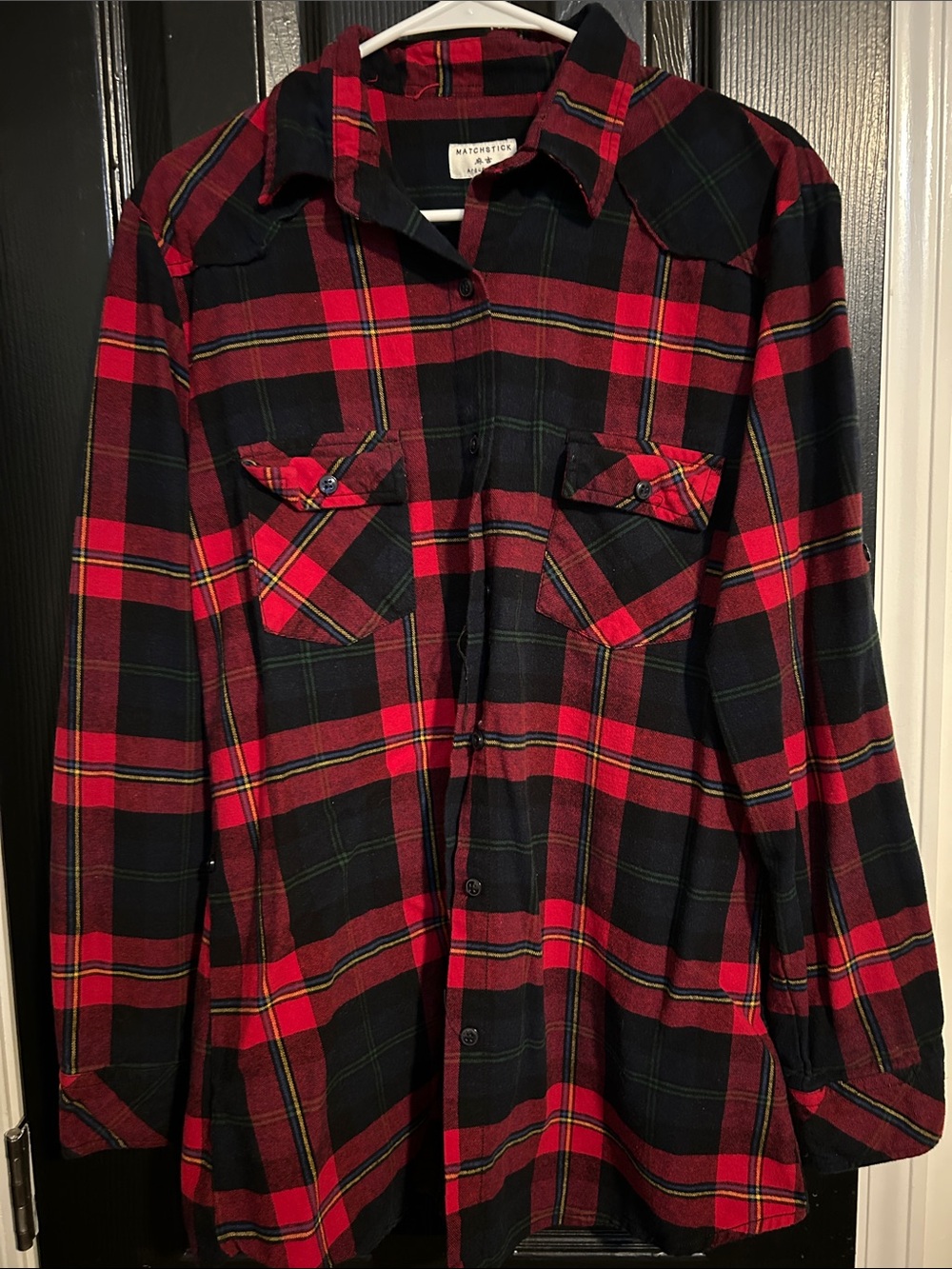 Men’s Red & Black Plaid Button-Down Shirt